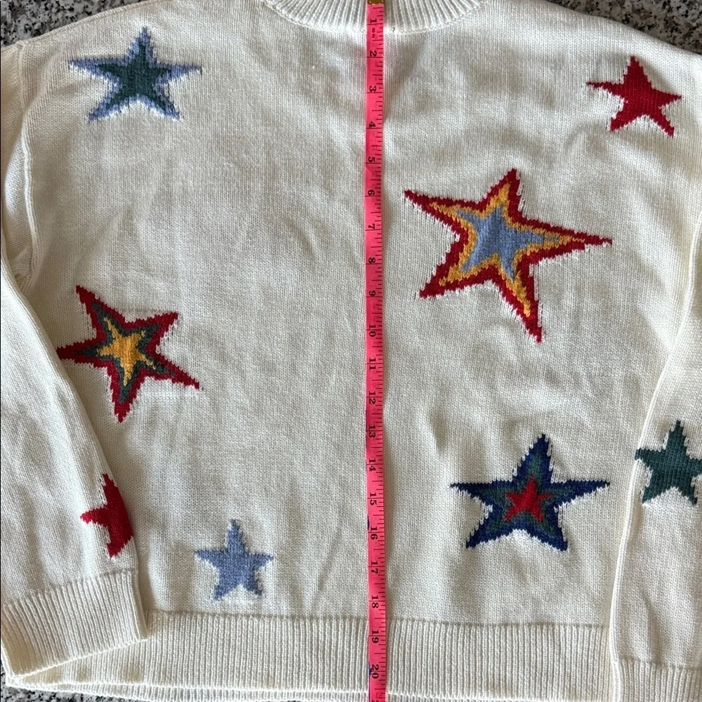 Rails Crew Neck Sweater Cream w/Multicolor Stars Cotton/Cashmere "Perci" Sz M - Picture 8 of 11